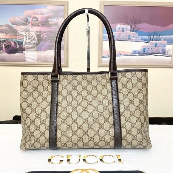 GUCCI GG Pattern Pvc/Leather tote Bag 💼 - Picture 5 of 17